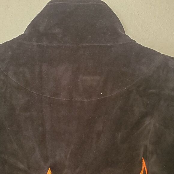 Velvet Jacket Full Zip Bull Embroidery Black No Size Tag Or Brand Stylish Unique - Picture 8 of 13